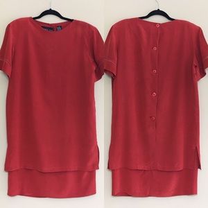 100% Silk, August Silk Orange Shift Dress, sz 10